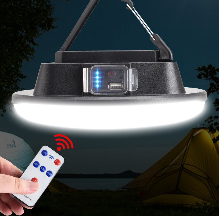 Lámpara de camping solar LED Bikight® con control remoto, resistente al agua IPX6, luz de inundación exterior de 3 modos para colgar en la tienda