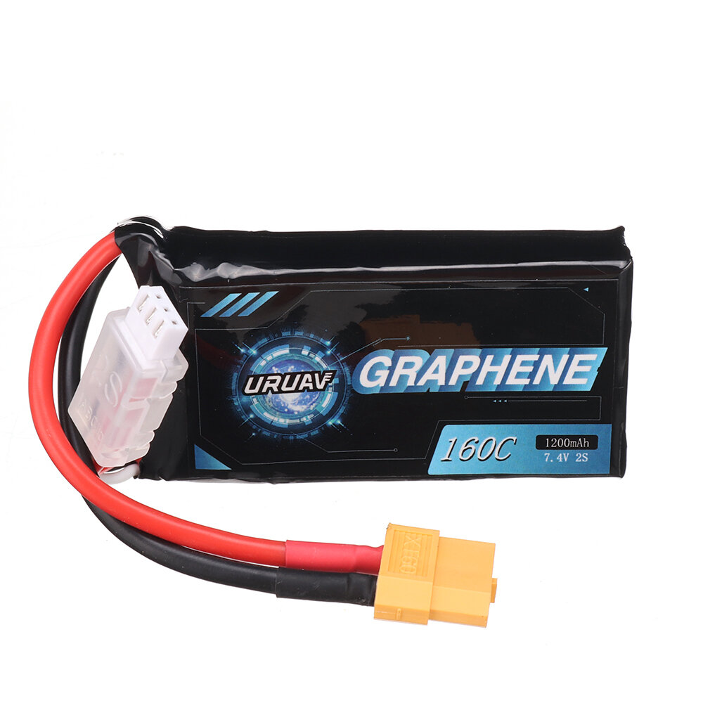 

URUAV GRAPHENE V2.0 7.4V 1200mAh 160C 2S Lipo Battery XT60 Plug for FPV Racing Drone