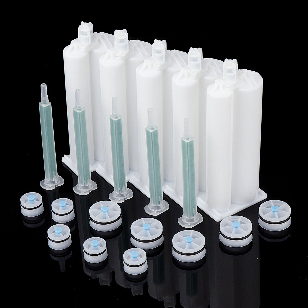 

5Pcs/set 50ml 2:1 AB Glue Tube Dual Glue Cartridge Two Component Dispenser Tube with Mixing Tube Mixing Syringe for Indu
