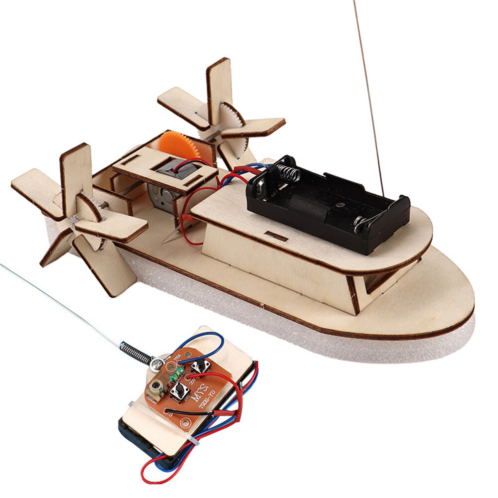 DIY 3D Wooden Puzzle Toys Remote Control Assembly Paddle Wheel Ship Model Scientific Early Learning Puzzle Toys for Kids