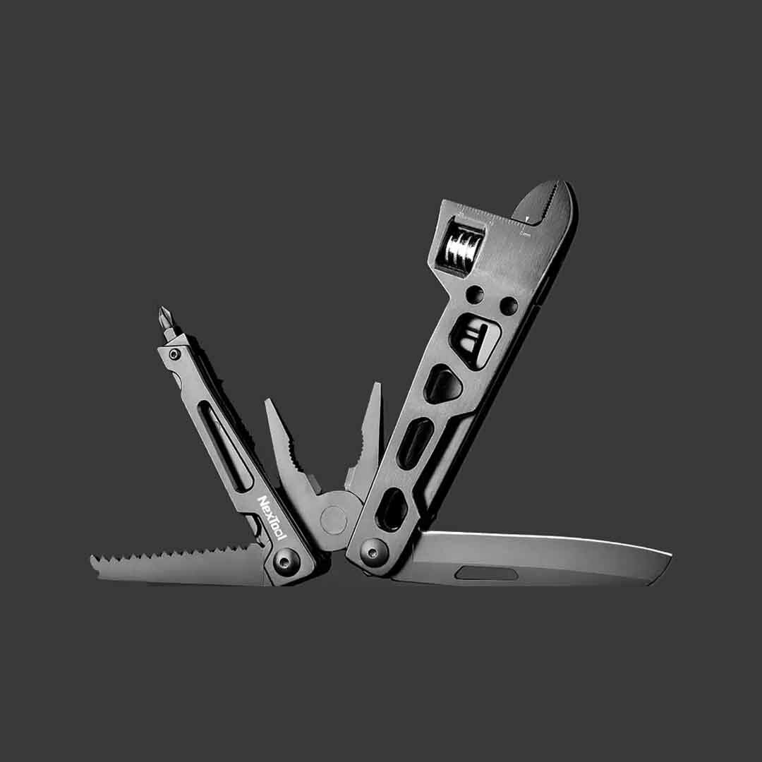 Ferramenta multifuncional NEXTOOL Wrench Knife 9 em 1 com alicates de aço inoxidável, cortador, serra, chaves de fenda para reparos ao ar livre e camping.