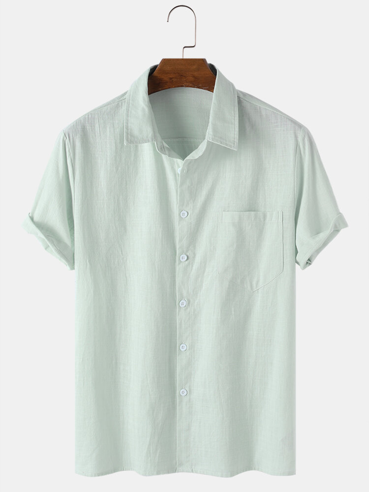 

Рубашки мужские из 100% хлопка с отложным воротником с коротким рукавом