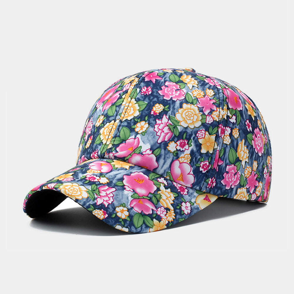 Overlay voor dames Colorful Baseballcap met bloemenprint Mode ademende verstelbare zonneschermhoed