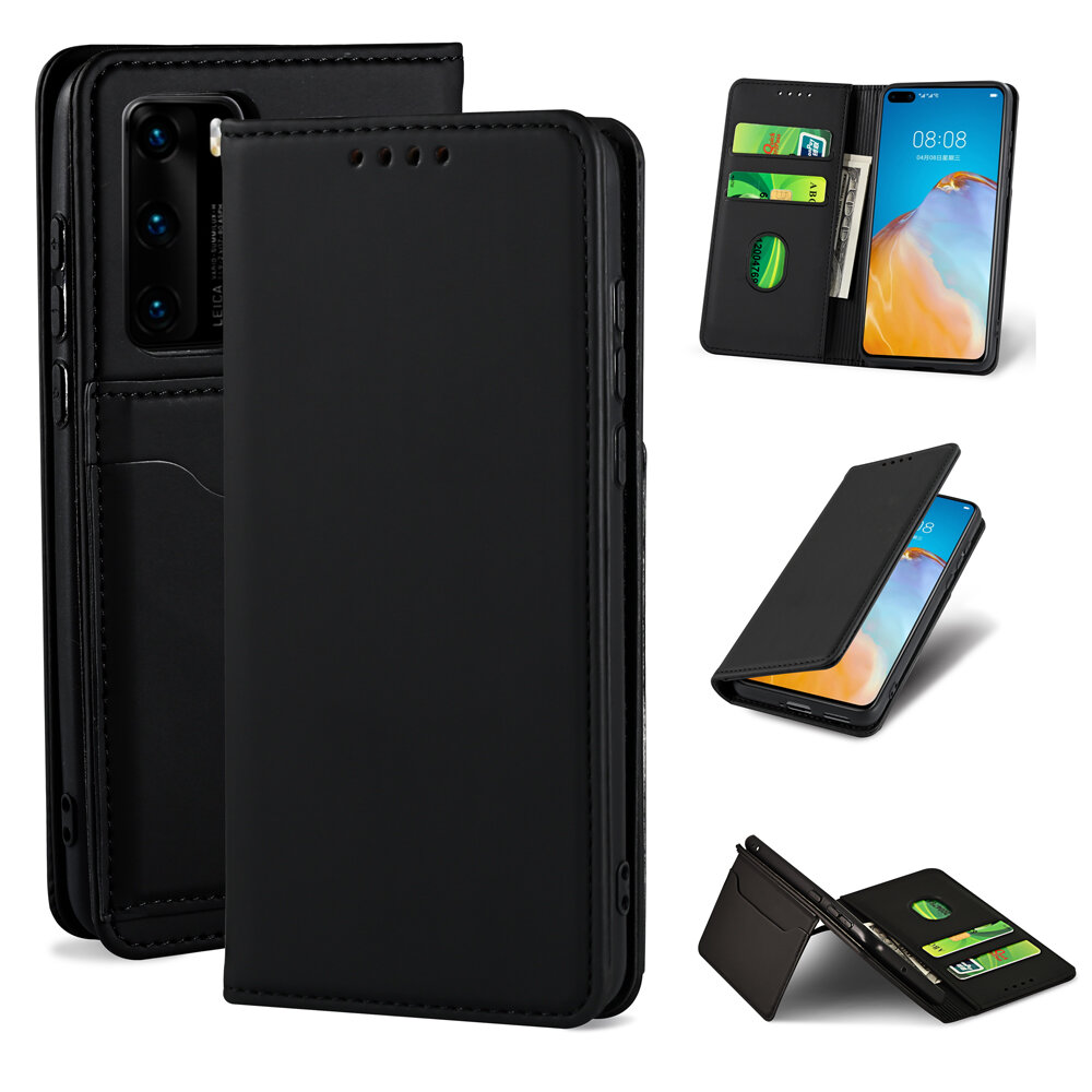 Bakeey for Huawei P40 Case Business Flip Magnetic with Multi-Card Slots Wallet Shockproof PU Leather