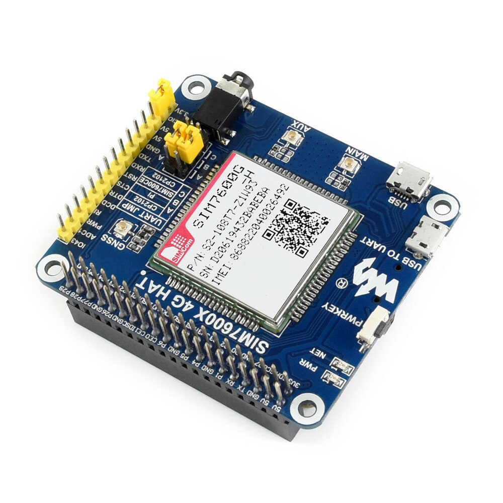 

Waveshare® SIM7600CE 4G/3G/2G Communication Expansion Board GNSS Positioning For Jetson Nano/STM32