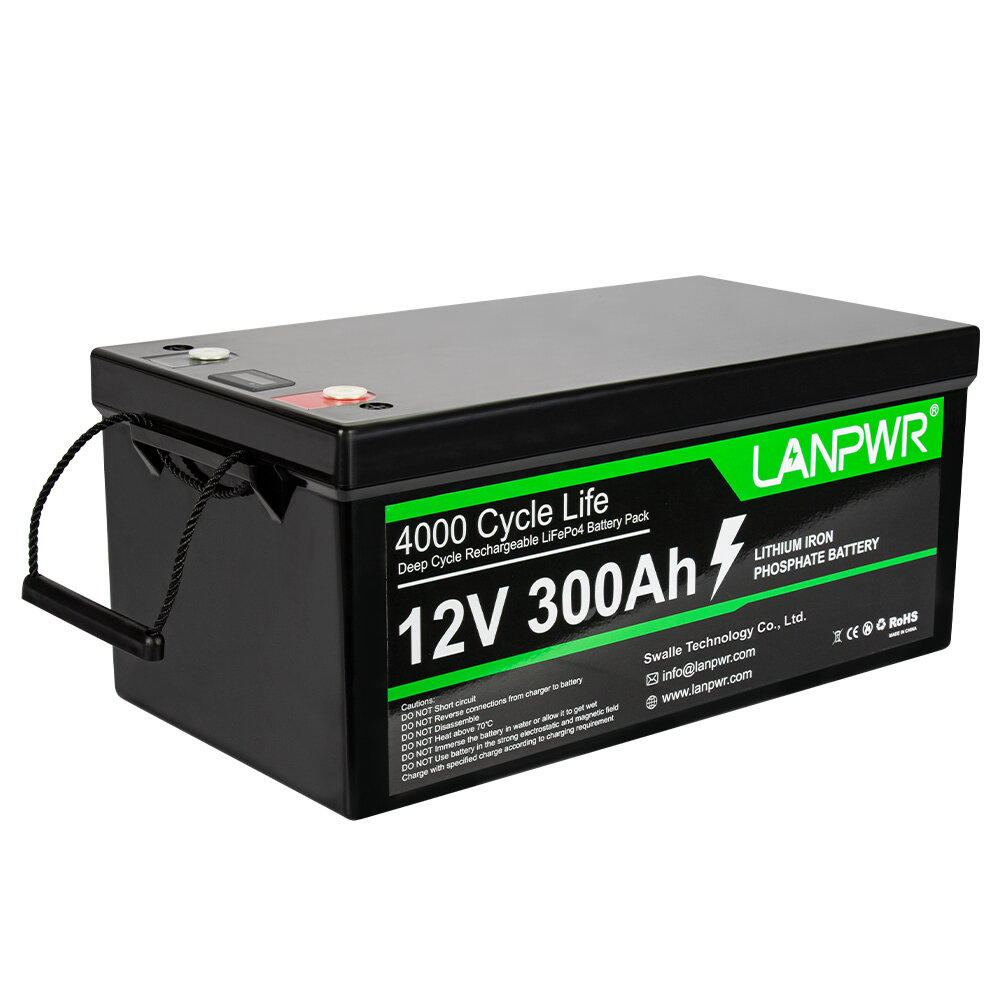 [EU Direct] LANPWR 12V 300Ah LiFePO4 Lithium Battery Pack Backup Power 3840Wh Energy Support in Series Parallel Perfect for Replacing Most of Backup Power RV Boats Solar Trolling Motor Off-Grid