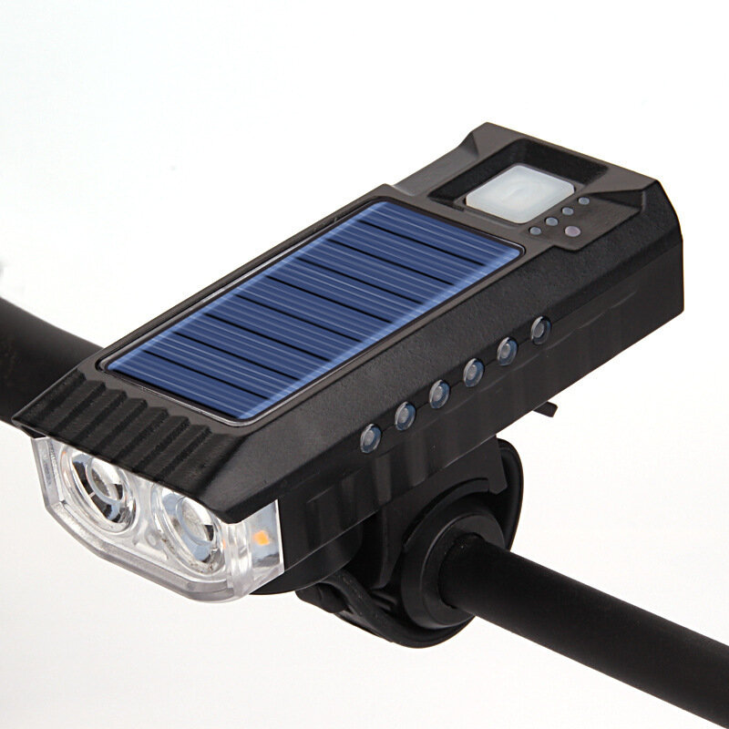 

2023 Solar Rechargeable Bike Headlight LED Super Brightness 4000mAh Battery Waterproof 4 Light Modes Warning Flashlight