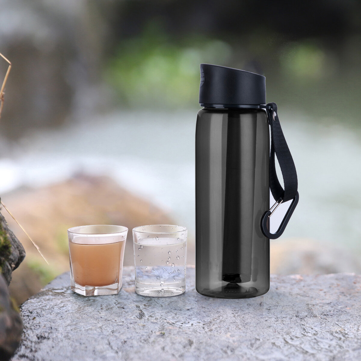IPRee® 水清浄器ボトル 2段階の水清浄器カップ 緊急用フィルターストロー ハイキング、バックパッキング、旅行、キャンプ、サバイバルツール用