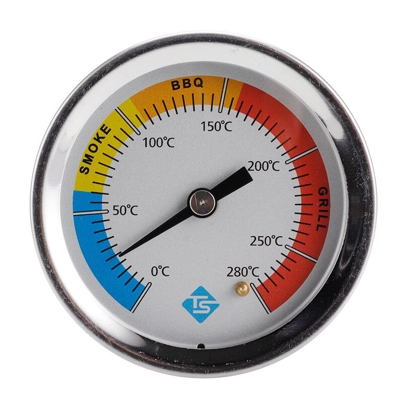 TS-BX64 Stainless Steel Thermometer Bi-Metal Dial Thermometer 0~280℃ for Grill Barbecue Smoker Oven