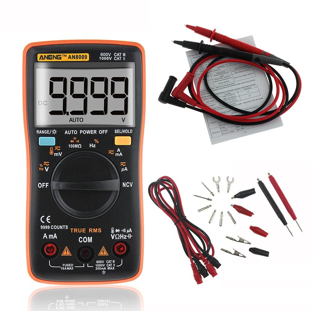 

ANENG AN8009 True RMS NCV Digital Multimeter 9999 Counts Backlight AC/DC Current Voltage Resistance Frequency Capacitanc