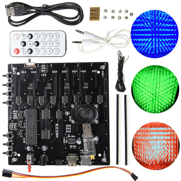 

3D Light Cube Kit 8x8x8 Red Green Blue LED MP3 Music Spectrum DIY Electronic Kit