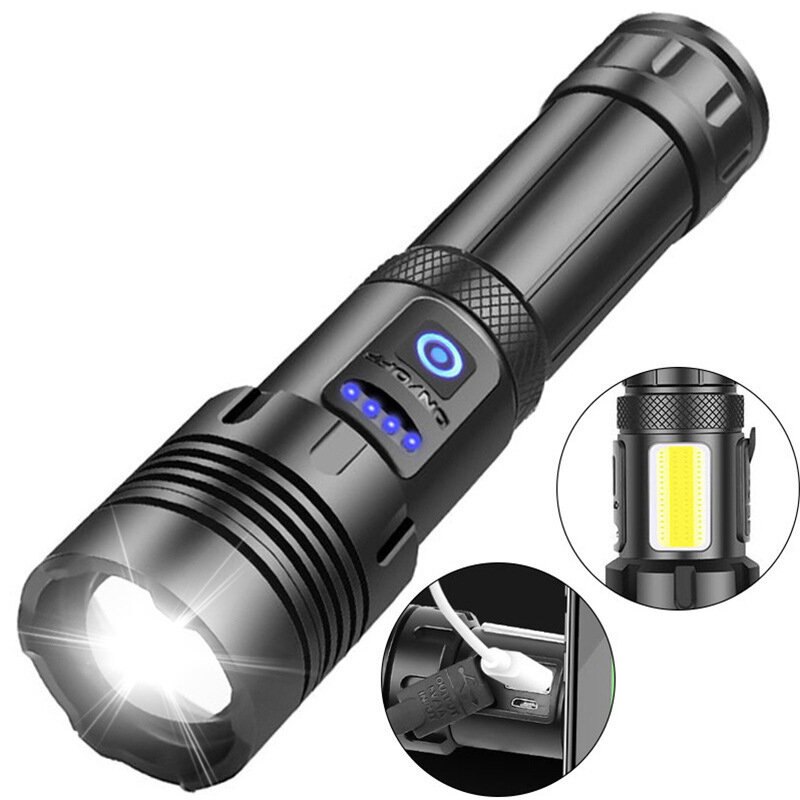 

XANES® XHP70 LED+COB Zoomable Flashlight Mobile Phone Power Bank Super Bright 7 Modes USB Rechargeable LED Torch with CO