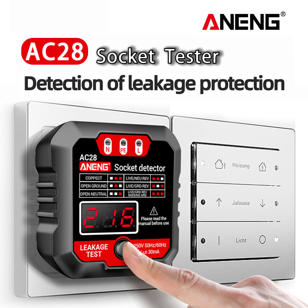 ANENG AC28 Digitale Display Socket Tester UK US EU Plug Polariteit Fase Pheck Detector Spanningstest