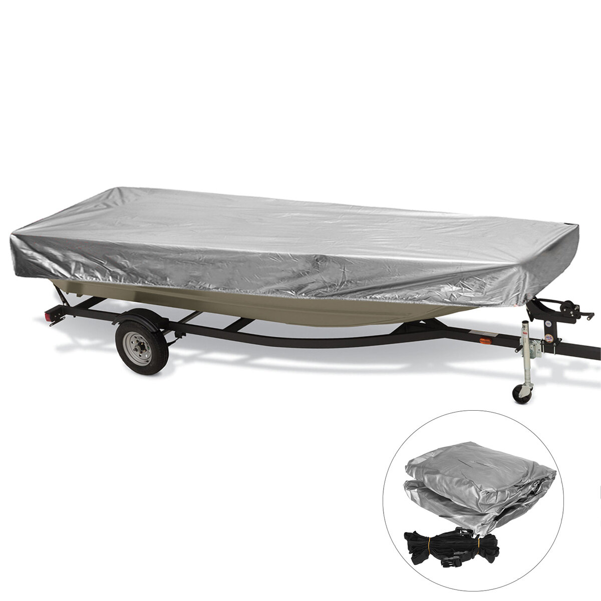 10ft/ 10-12ft / 12-14ft/ 14-16ft Jon Boat Cover 210D Waterproof Sun Protection Silver