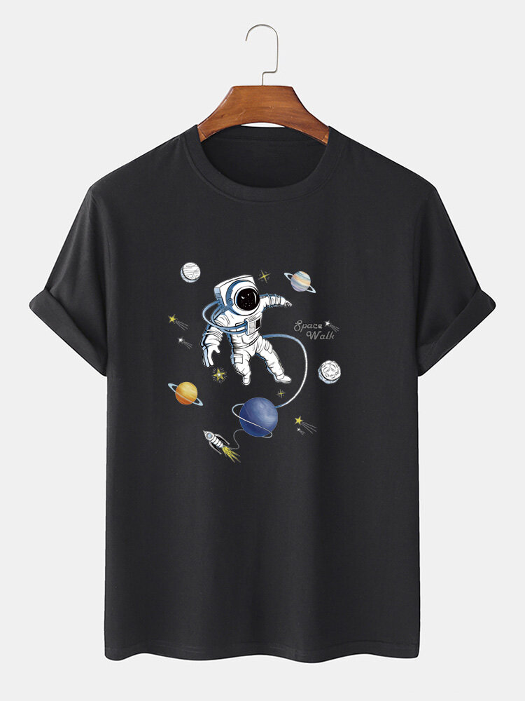 100 Cotton Designer Astronaut Print Short Sleeve Breathable T Shirts