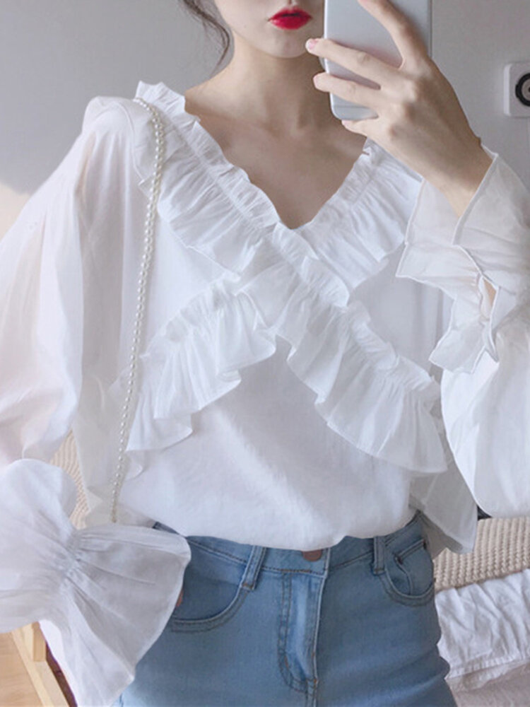 Solid Leisure Holiday Casual Casual Long Sleeve Top For Women