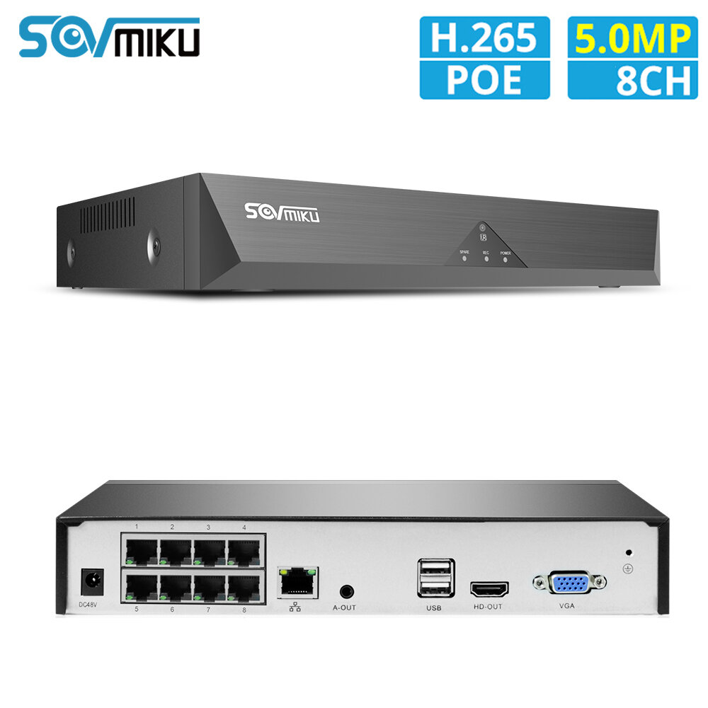 

SOVMIKU SFNVR-P-4H.265 8CH 5MP POE NVR Security Surveillance CCTV NVR ONVIF P2P System Network Video Recorder For POE IP