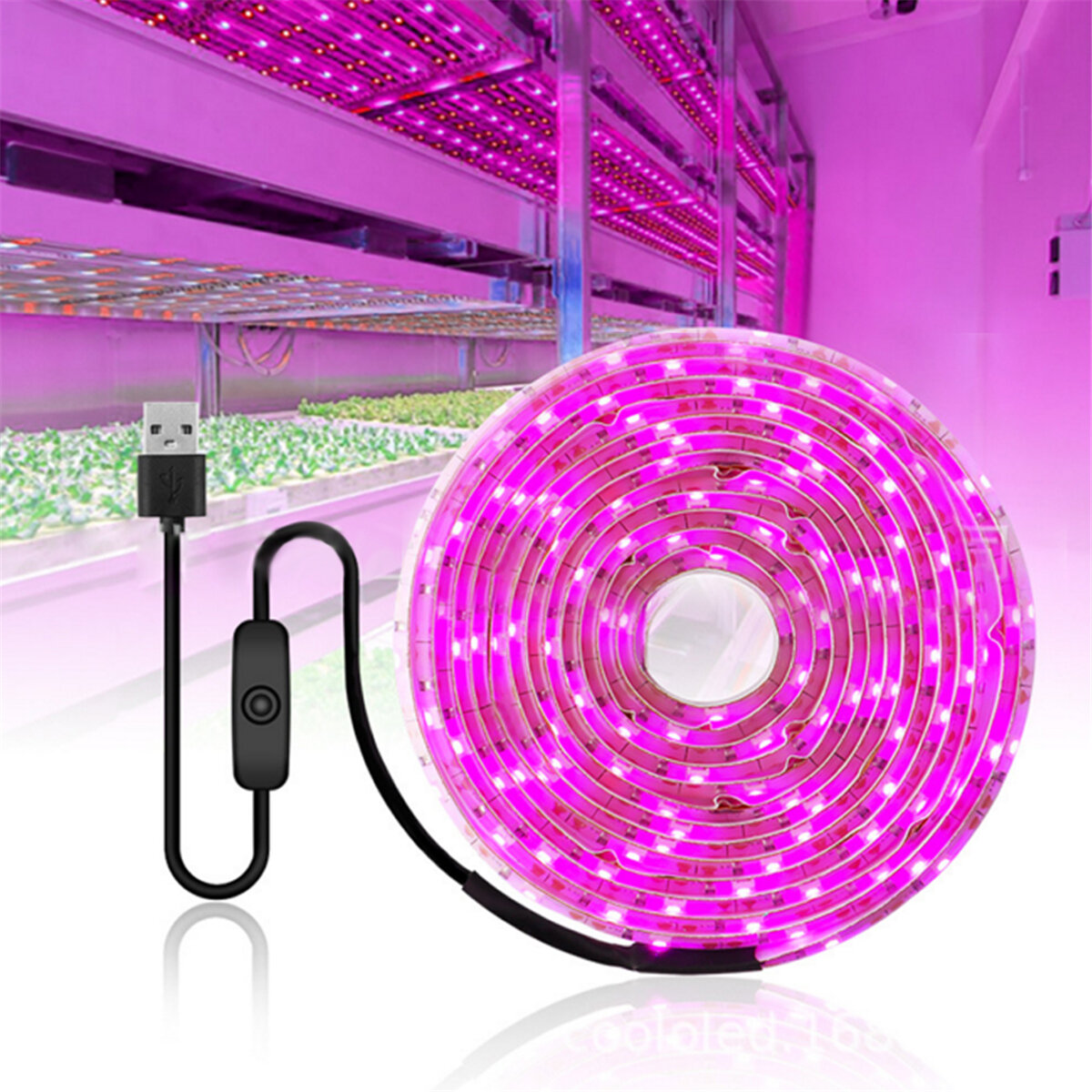 0512345M USB LED Grow Strip Light Waterproof 2835SMD Hydroponic Full Spectrum Indoor Plant Flower Lamp