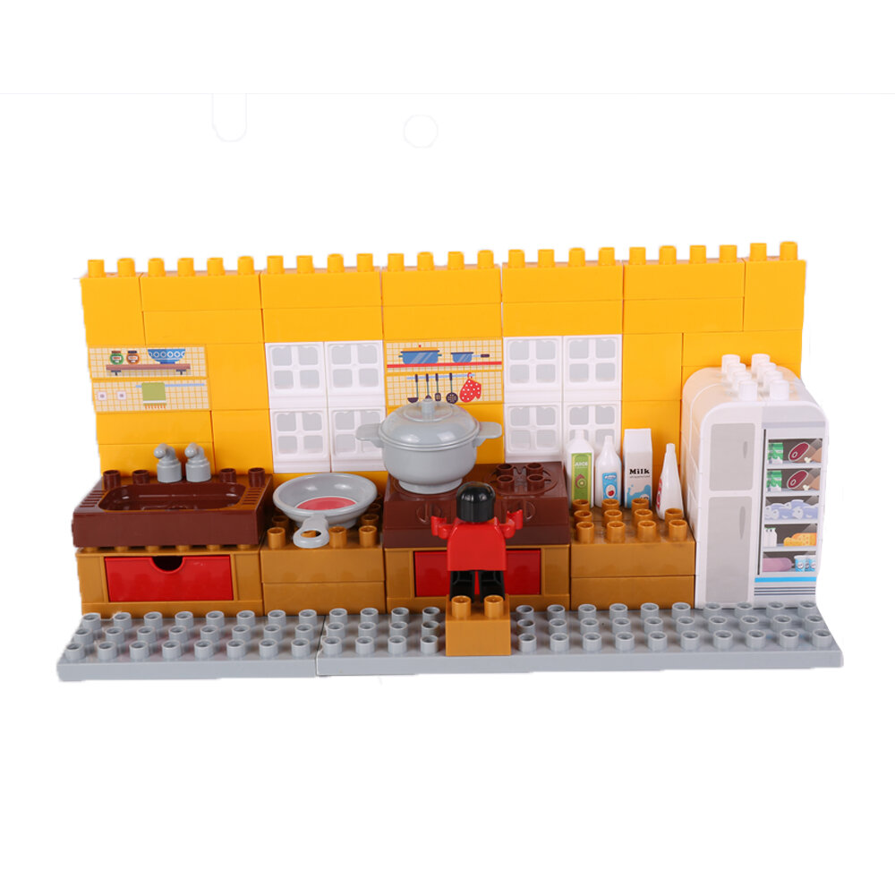Goldkids HJ-35001B 95PCS keuken serie verfdoos DIY montage blokken speelgoed voor kinderen cadeau