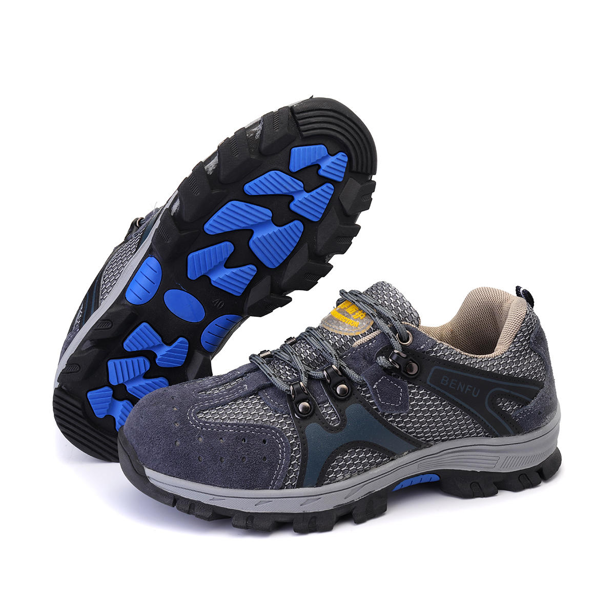 TENGOO zapatos de seguridad para hombres con puntera de acero, zapatillas antideslizantes, transpirables, aptas para senderismo, escalada y carrera.