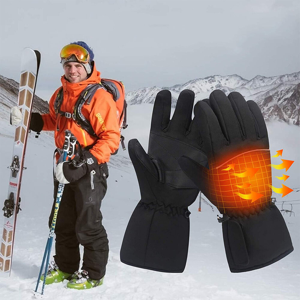 Unisex Touchscreen Battery Heated Windproof Warm Full-finger Heating Gloves