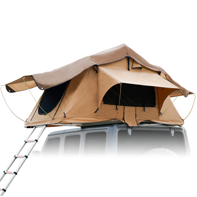 [US Direct] 3-4 osobowy namiot przyczepy kempingowej namiot dachowy chowana drabina podwójne drzwi osłona przeciwsłoneczna oddychająca duża przestrzeń Outdoor Camping Travel Fishing Trailer Namiot