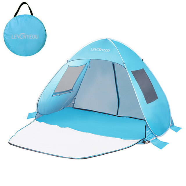 新しい自動キャンプテント通気性のあるウィンドウビーチテント防水UV保護ポータブル子供の遊び場のテント。