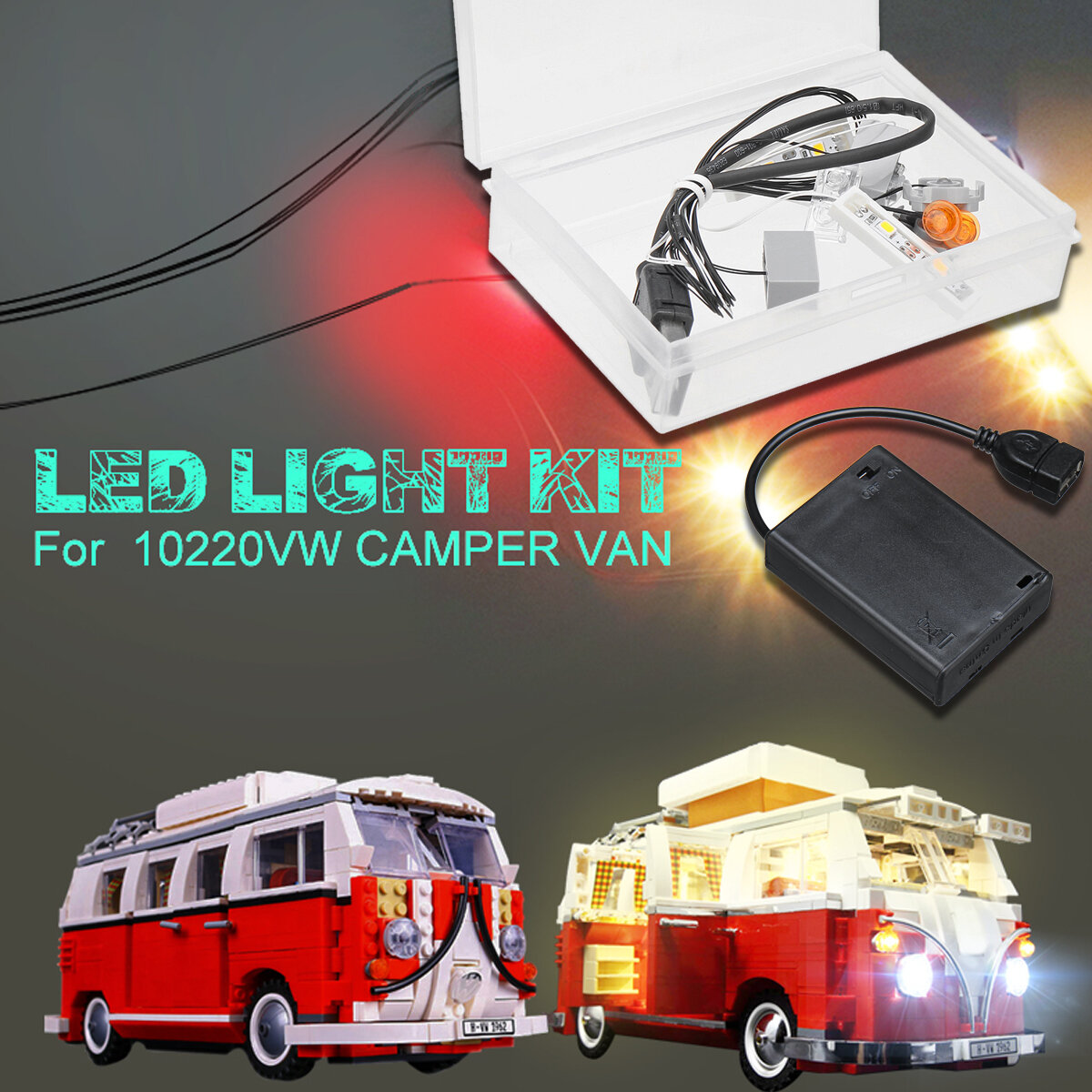 DIY LED Light ONLY Lighting Kit DIY For LEGO 10220 VW CAMPER VAN USB Interface