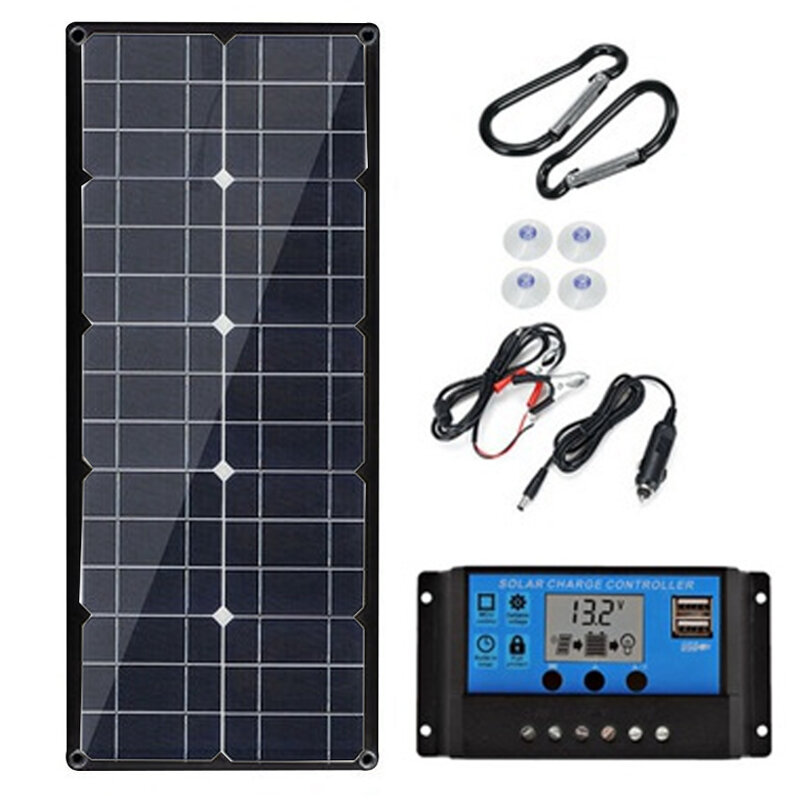 Panel monocristalino Solar de 30 W con controlador Panel portátil recargable plegable Solar para montañismo al aire libre cámping