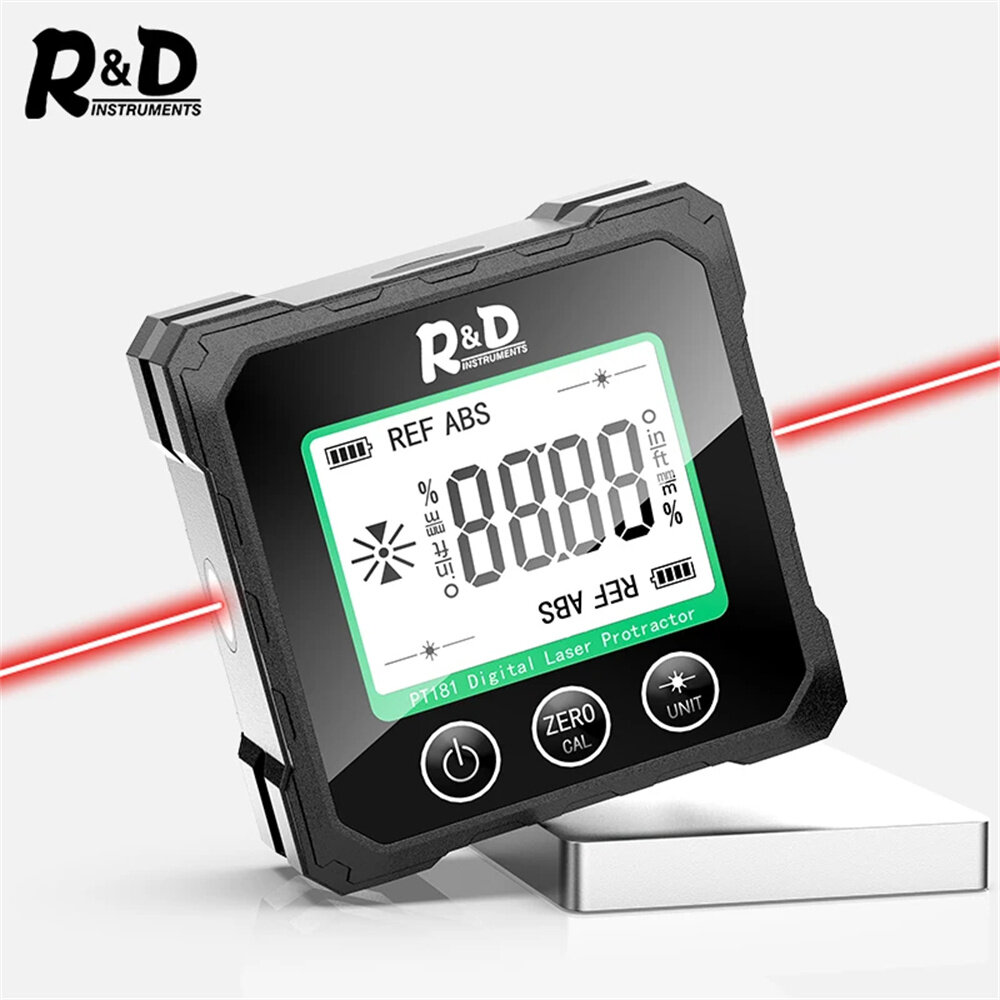 

R&D PT181 Laser Digital Protractor Angle Measure Inclinometer 3 in 1 Laser Level Box Type-C Charging Angle Meter For Hom