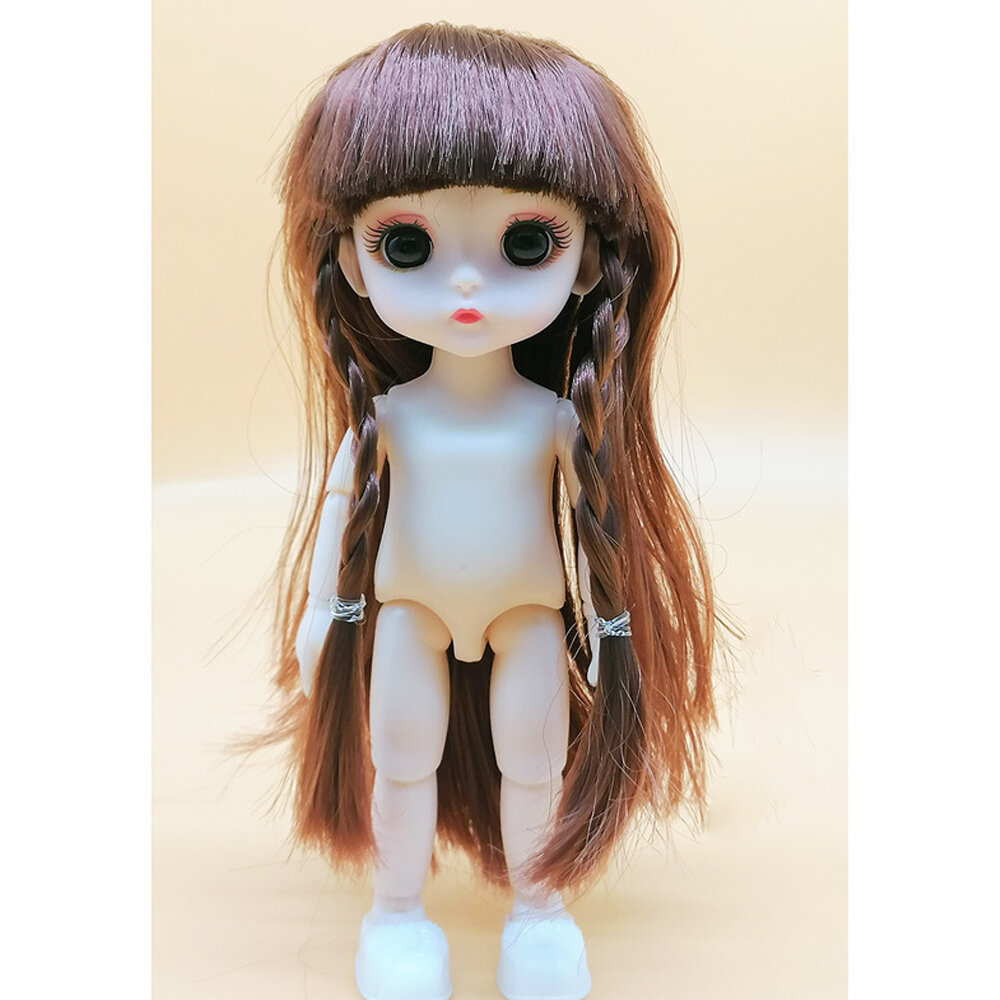 17CM Multi-style 13 Joints Moveable White Skin Cute Baby Dolls Toy with Makeup Long Hair for Kids Birthday Gift