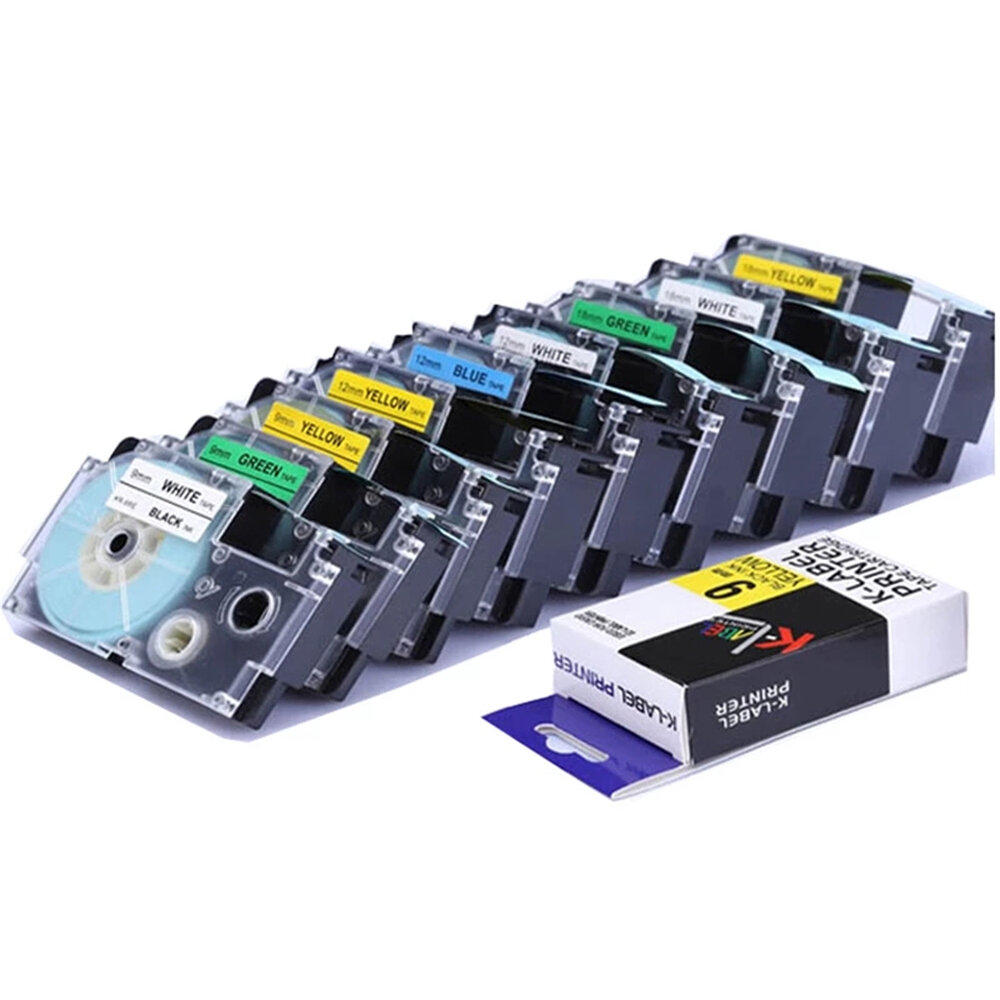 CIDY 1 Rol 9/12mm Label Tape Compatibel Casio Label voor Casio KL-780 KL-60 KL-170 KL-120 KL-820 CW-
