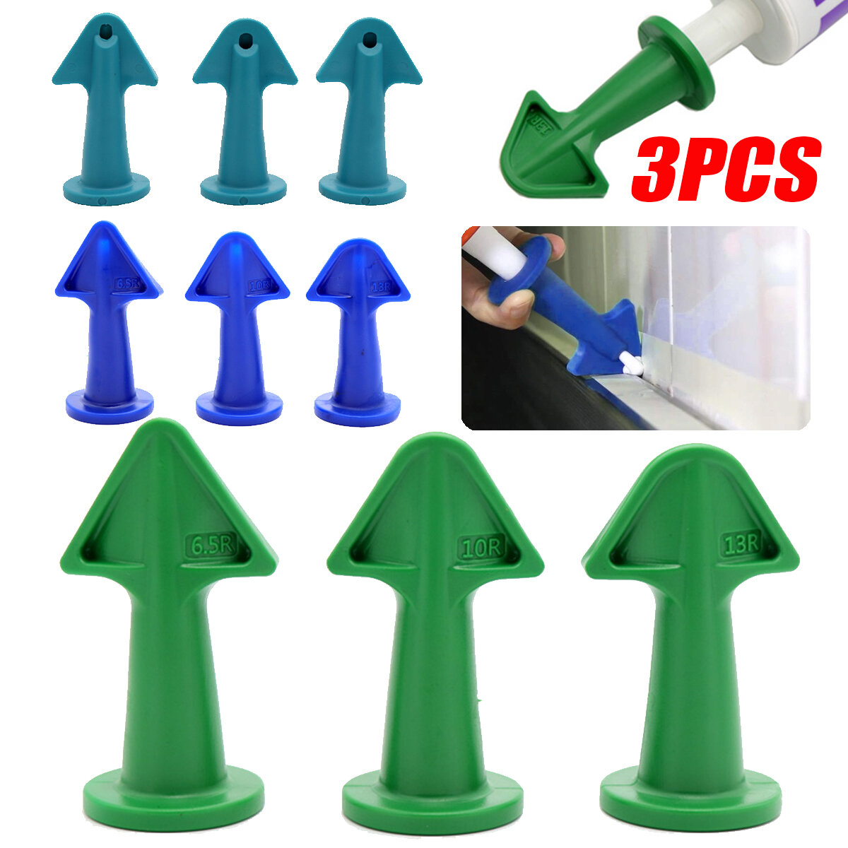 

3Sizes 3Pcs Glue Nozzle Scraper Caulking Grouting Sealant Finishing Clean Tool