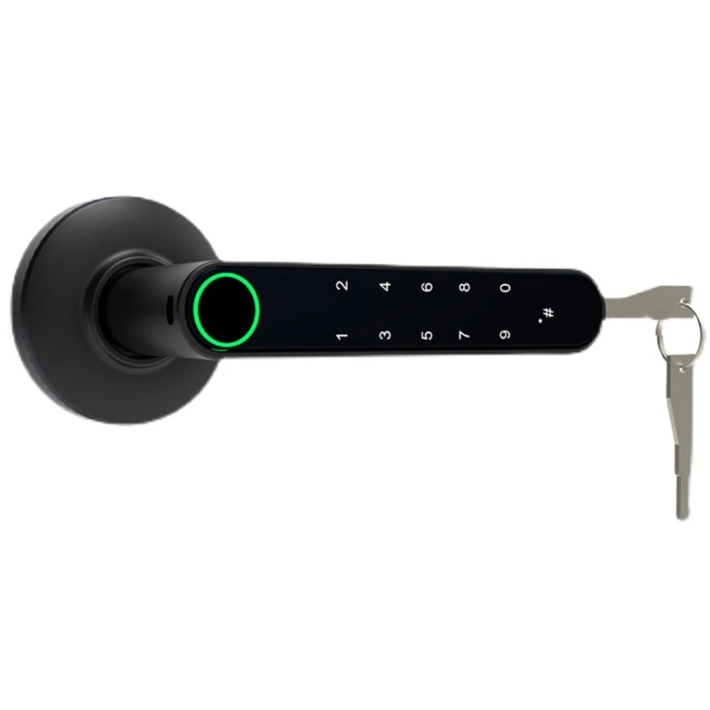 Tuya blutooth electronic smart door lock intelligent anti-theft gateway smart handle with semiconductor fingerprint/password/app/key unlock home lock