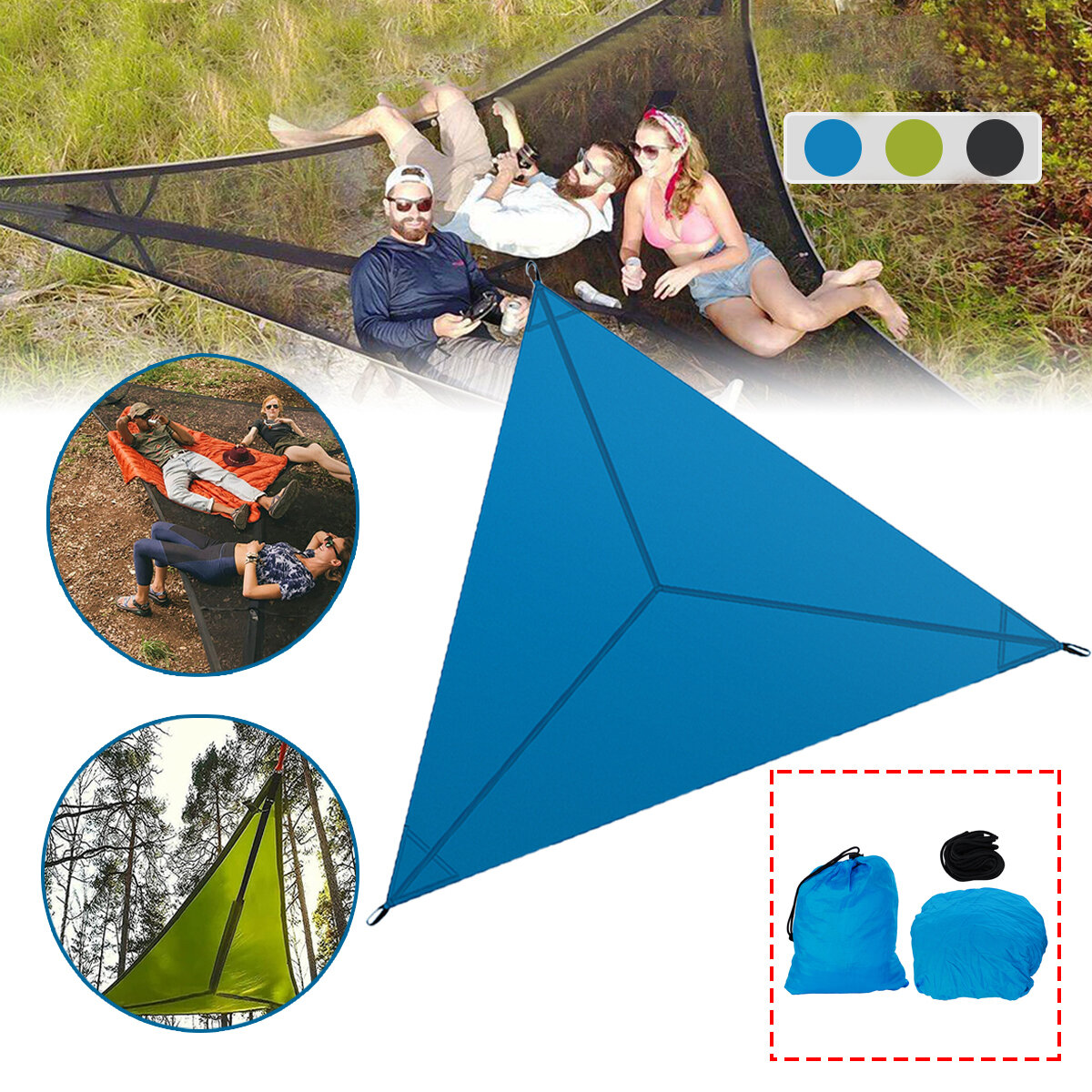 Multi-functional Hammock 3 Point Design Portable Hammock Outdoor Camping Swings Hanging Chair