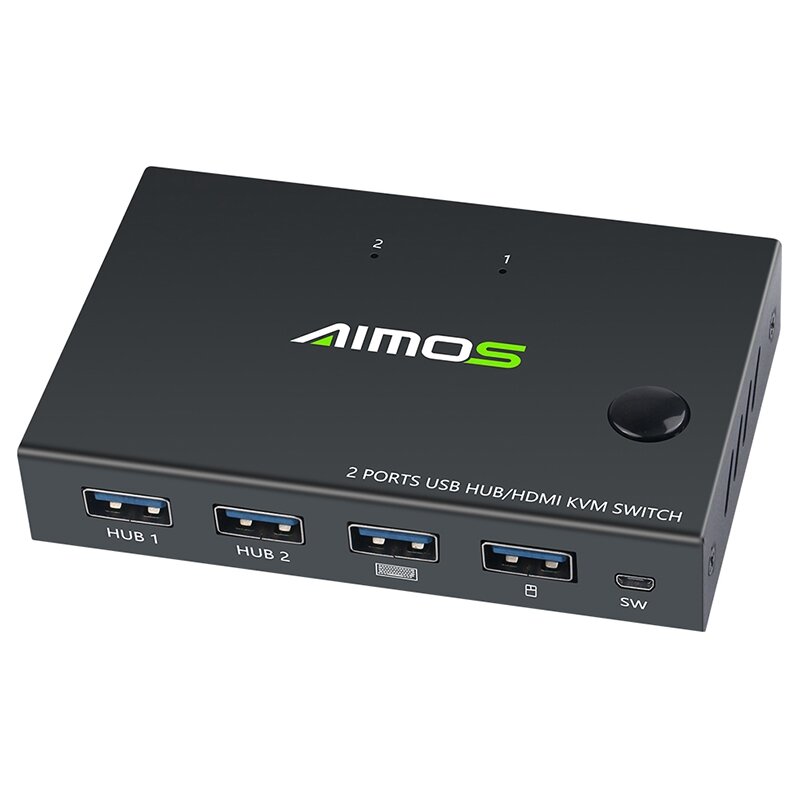 Aimos USB HDMI تبديل صندوق فيديو التبديل عرض 4 كيلو الفاصل KVM التبديل ل 2 أجهزة الكمبيوتر الشخصية حصة الجلاد لوحة المفا