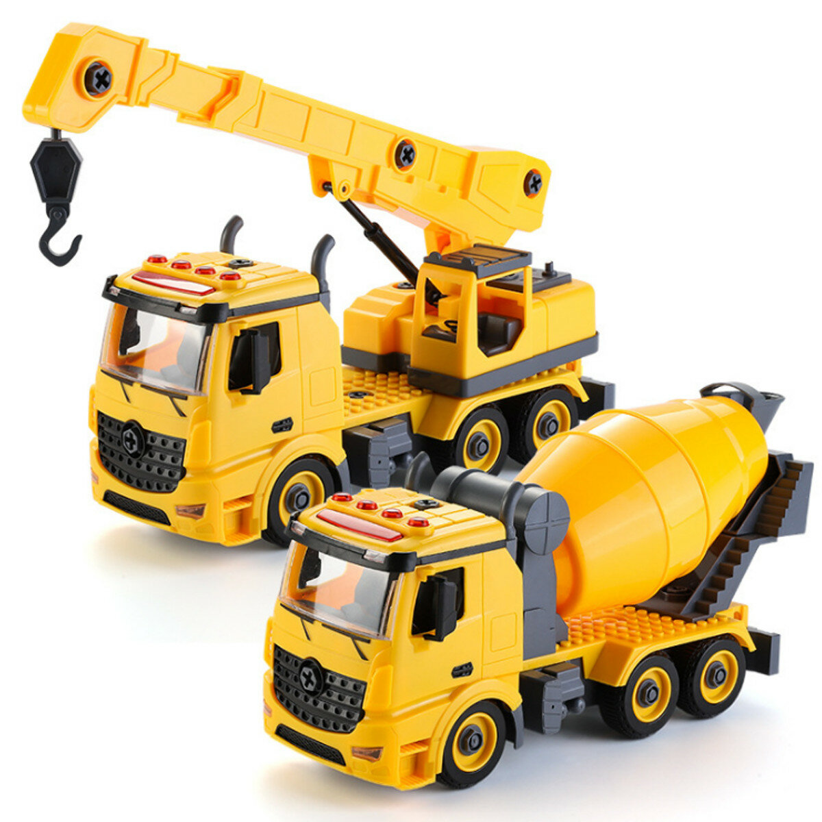 

Simulation DIY Nut Disassembly Loading Unloading Assembly Engineering Truck Excavator Bulldozer Car Model Toy with LED L