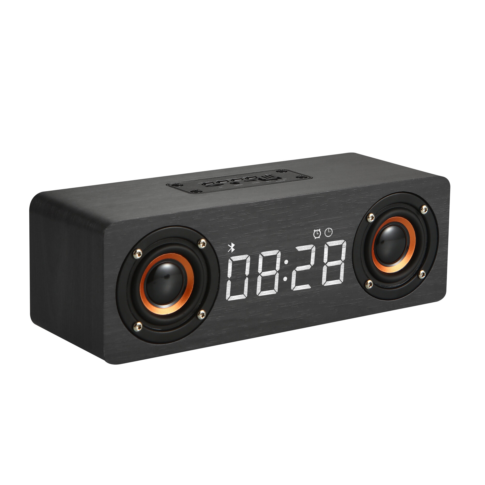Bakeey M5C Bluetooth-luidspreker Wekker LED-schermweergave Spraakoproep Houten kist Hoge kwaliteit M