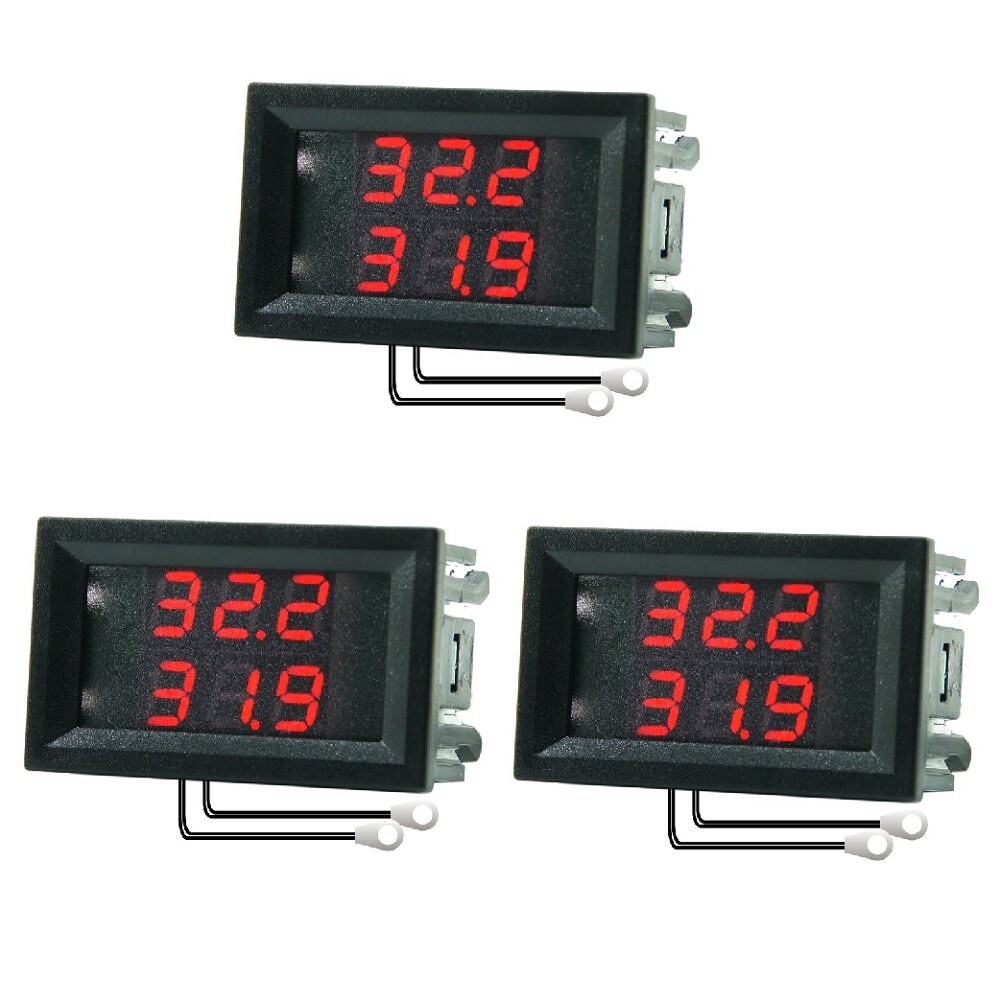 

3Pcs DC 4-28V 5V 12V 0.28 inch 0.28 " LED Display Dual Red Digital Temperature Sensor Thermometer with NTC Probe Cable
