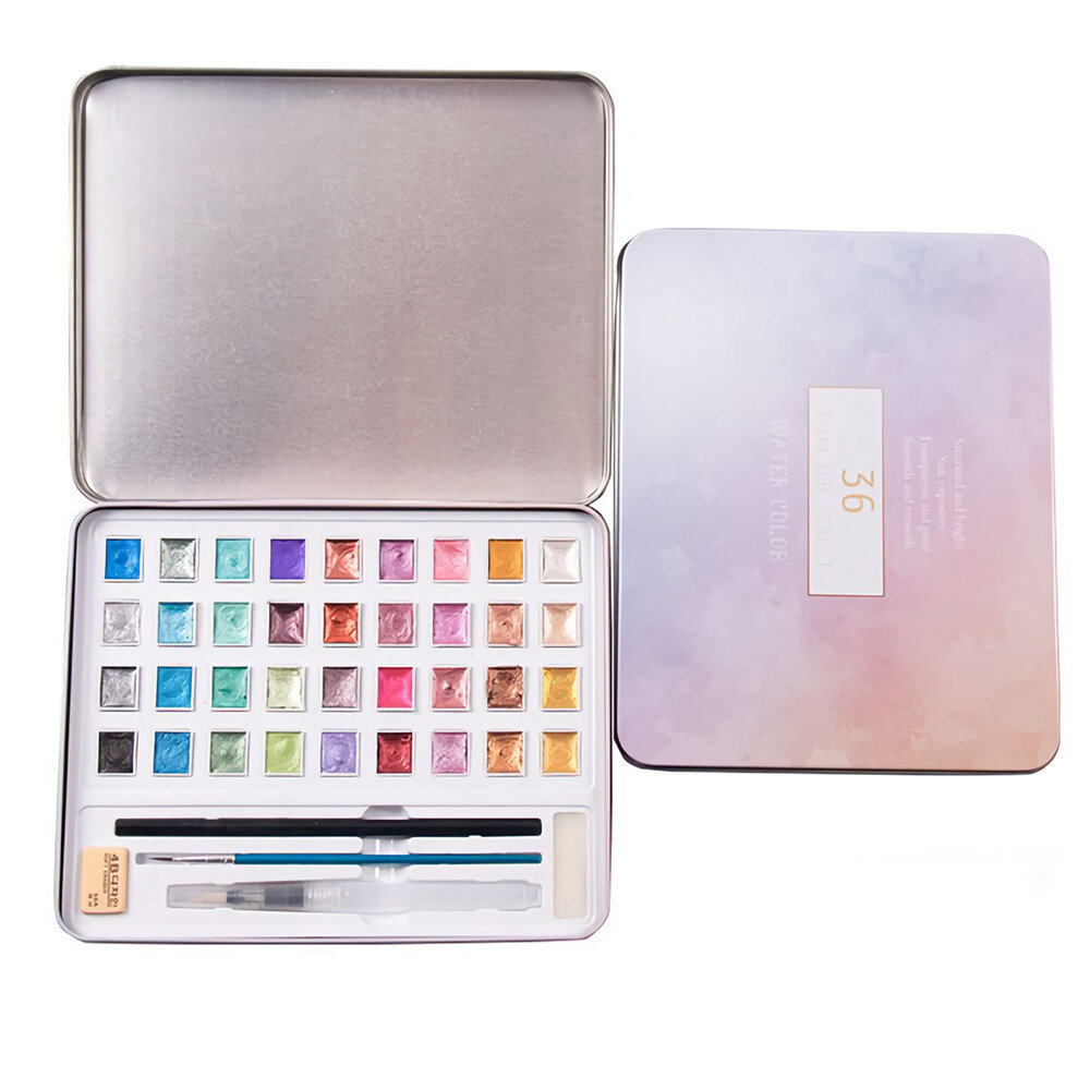 12/36 kleuren effen aquarel set parelmoer effen aquarel pigment kunst kit briefpapier volwassen schi