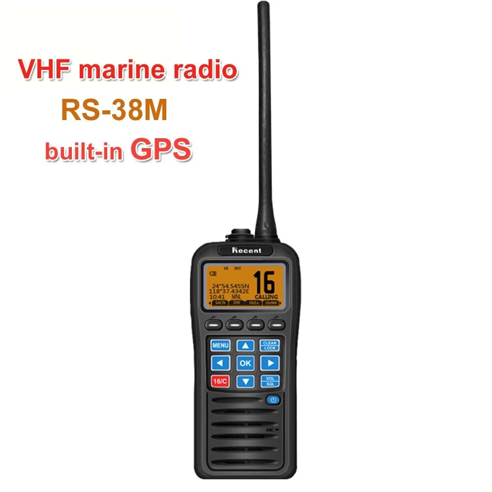 

GPS VHF Marine Радио RS-38M IP67 Водонепроницаемы Float Walkie Talkie Tri-watch 156.025-157.425MHz Приемопередатчик двус