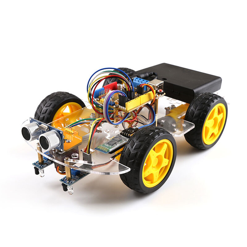 

Small Hammer SNAR38 4WD Robot Car Kit Bluetooth Remote Tracking Obstacle Avoidance Car DIY Kit