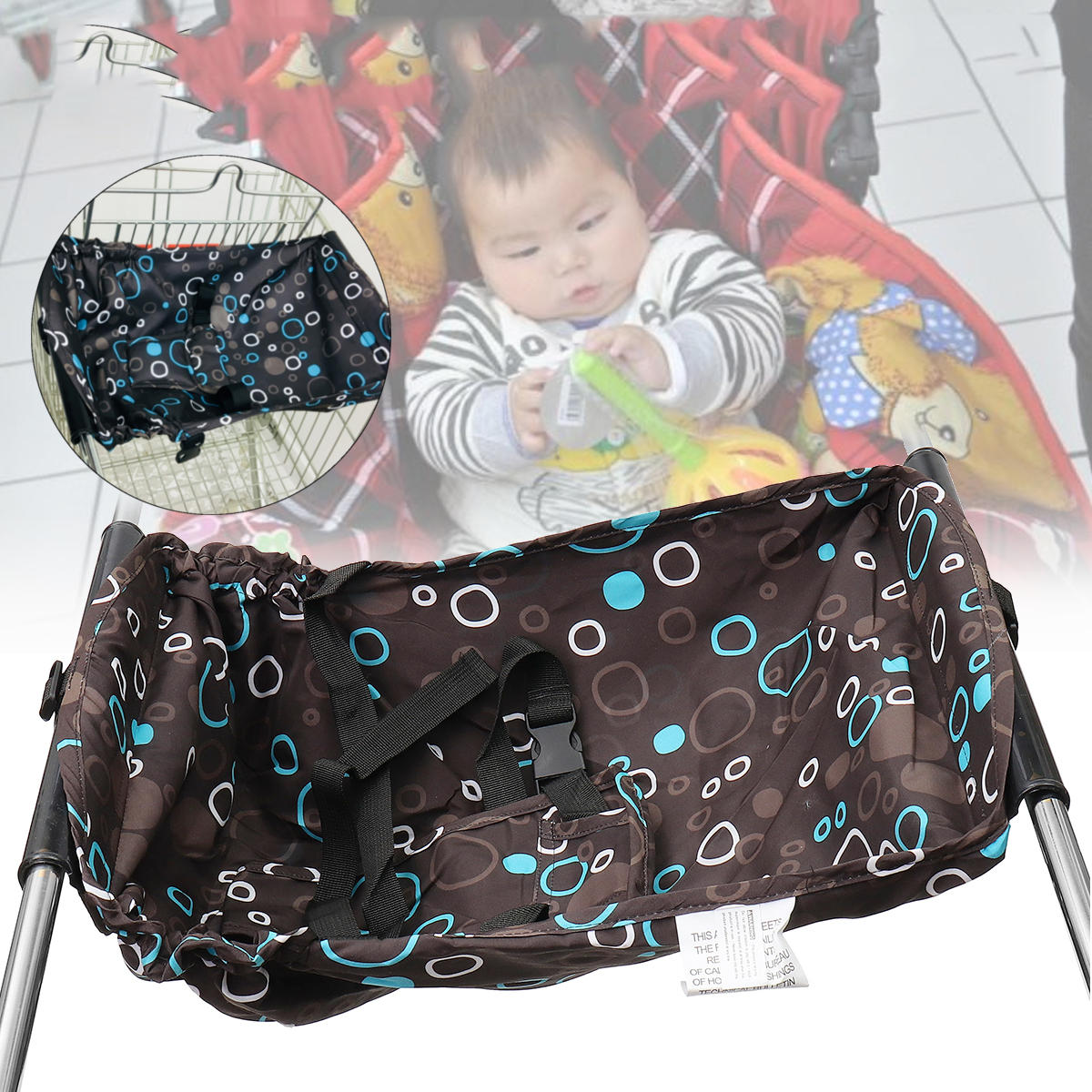 Rede de bebê dobrável para carrinho de compras, almofada de assento, rede de acampamento removível com cinto de segurança