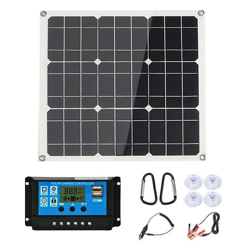 IPRee® Painel Solar Monocristalino de 80W Carregamento Solar Portátil Impermeável Módulo de Painel Solar PV Externo com Controlador Solar