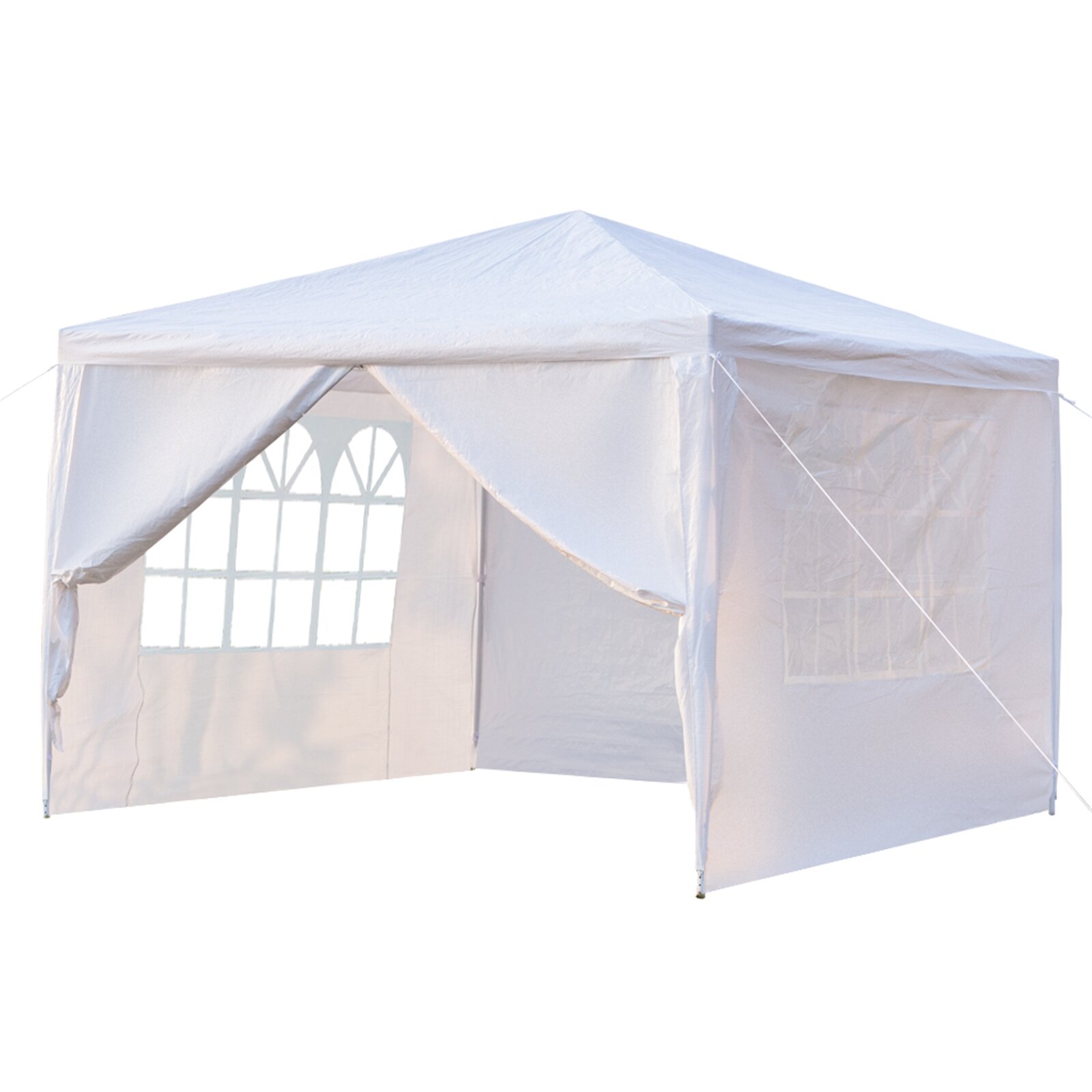 [US / UK / FR Direct] مخيمات البقاء على قيد الحياة 3 × 3 م أربعة جوانب مظلة مظلة محمولة أبواب مزدوجة للاستخدام المنزلي ضد للماء مأوى خيمة مع أنابيب ل