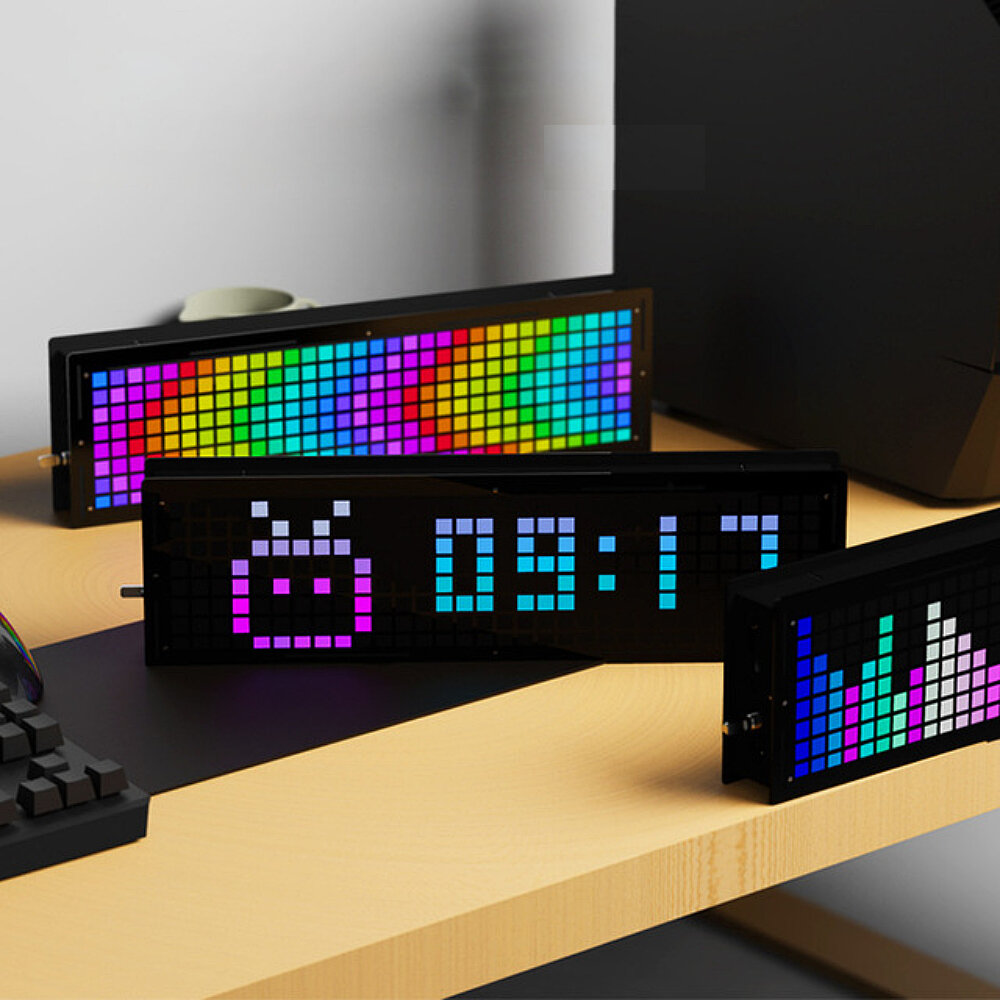 Cascadable Dimmable RGB Full-Color Voice-Activated 32*8 Dot Matrix Spectrum Clock Kit Electronic Production DIY Parts