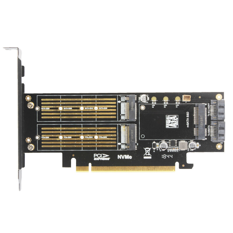 

JEYI SK16 M.2 NVME SSD 3.0 NGFF PCI-E Expansion Card X4 Adapter B Key M Key MSATA Three-disk Version add on Card Suppor