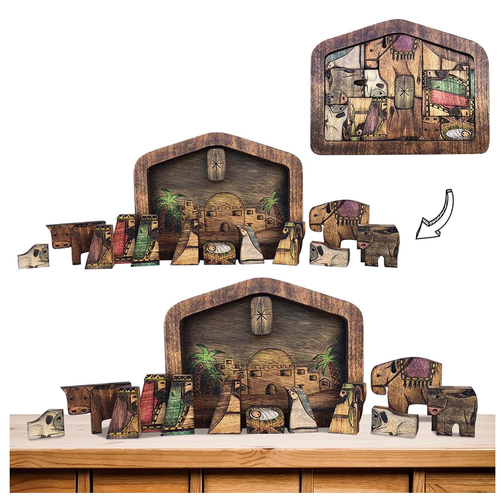 Jesus Puzzle Wood Burned Design Educational Special-Shaped Craft Toys Adult Puzzle Children's Gifts 