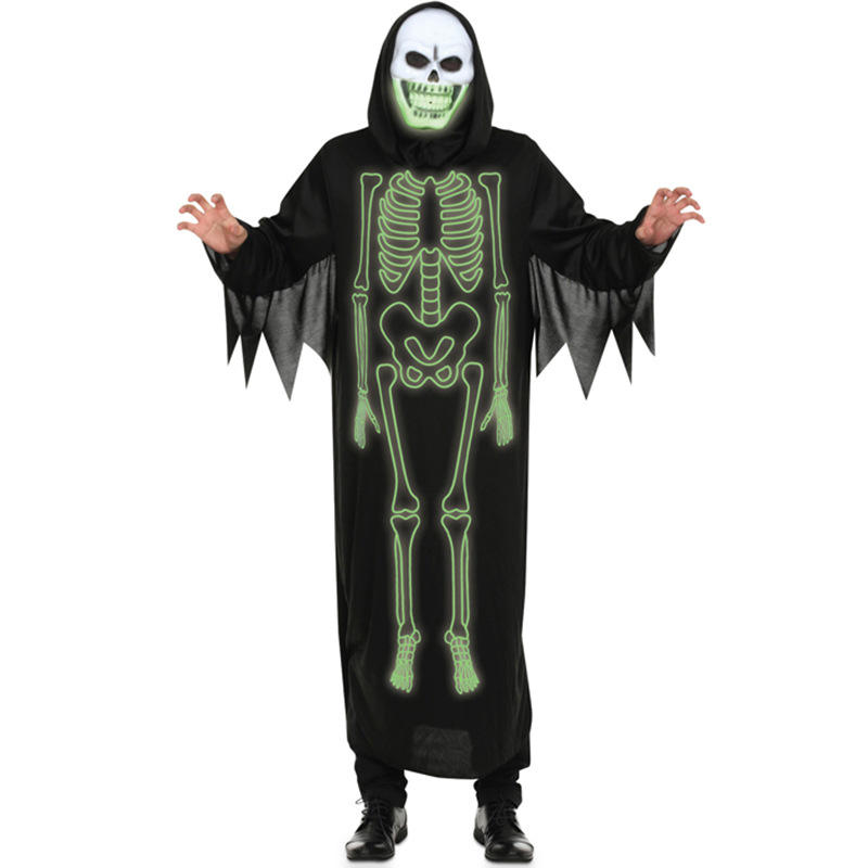 Halloween Party Decoration Supplies Straszny COS Odzież Nocne światło Luminous Skull Male Ghosts 