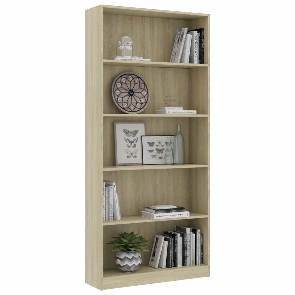 

5-Tier Book Cabinet Sonoma Oak 31.5"x9.4"x68.9" Chipboard